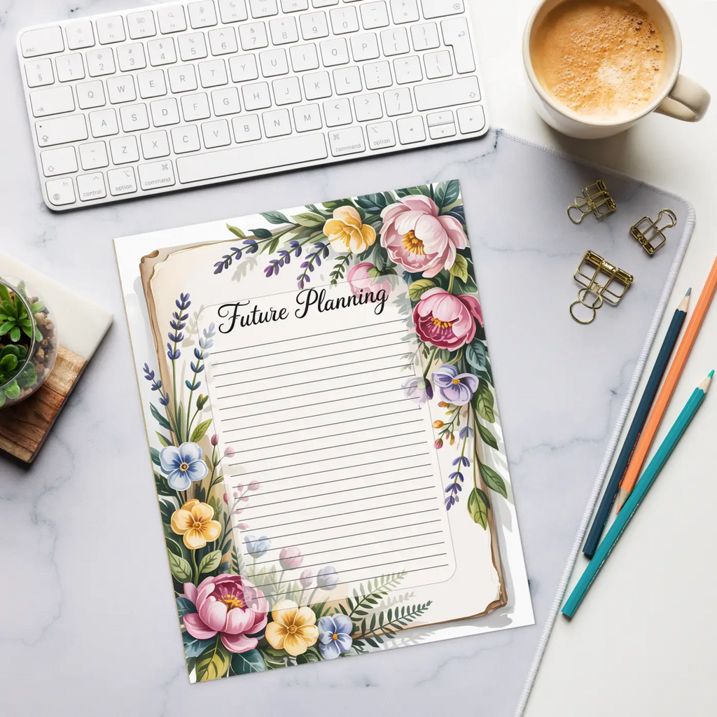 Floral Future Planning Notepad - Tear-Away Pages - DipaliZ