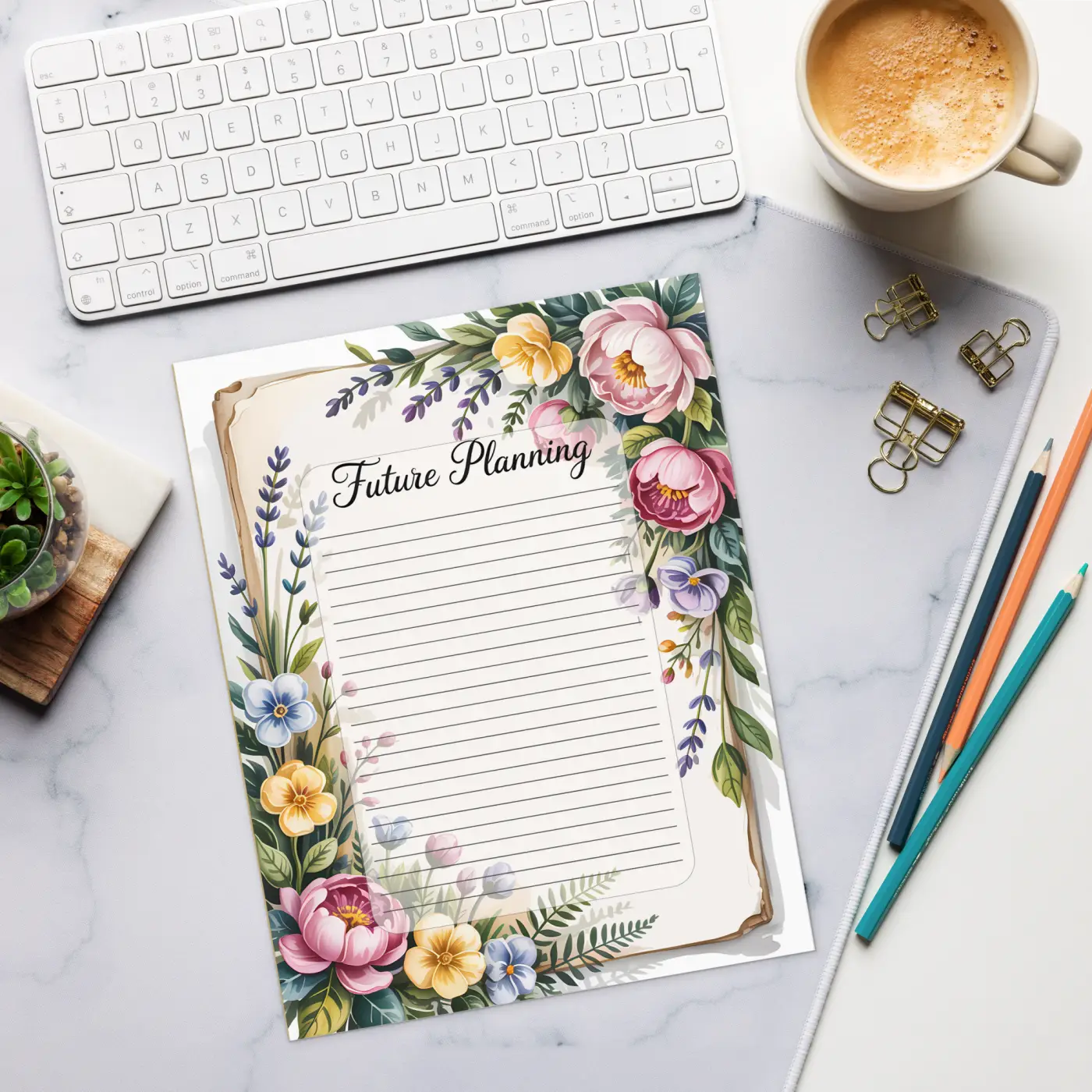 Floral Future Planning Notepad - Tear-Away Pages - DipaliZ