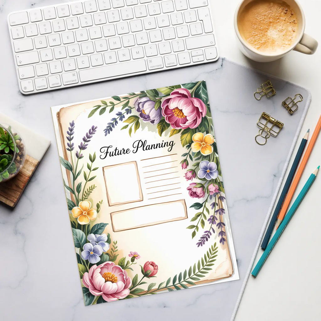 Floral Future Planning Tear-Away Notepad for Organized Days - DipaliZ