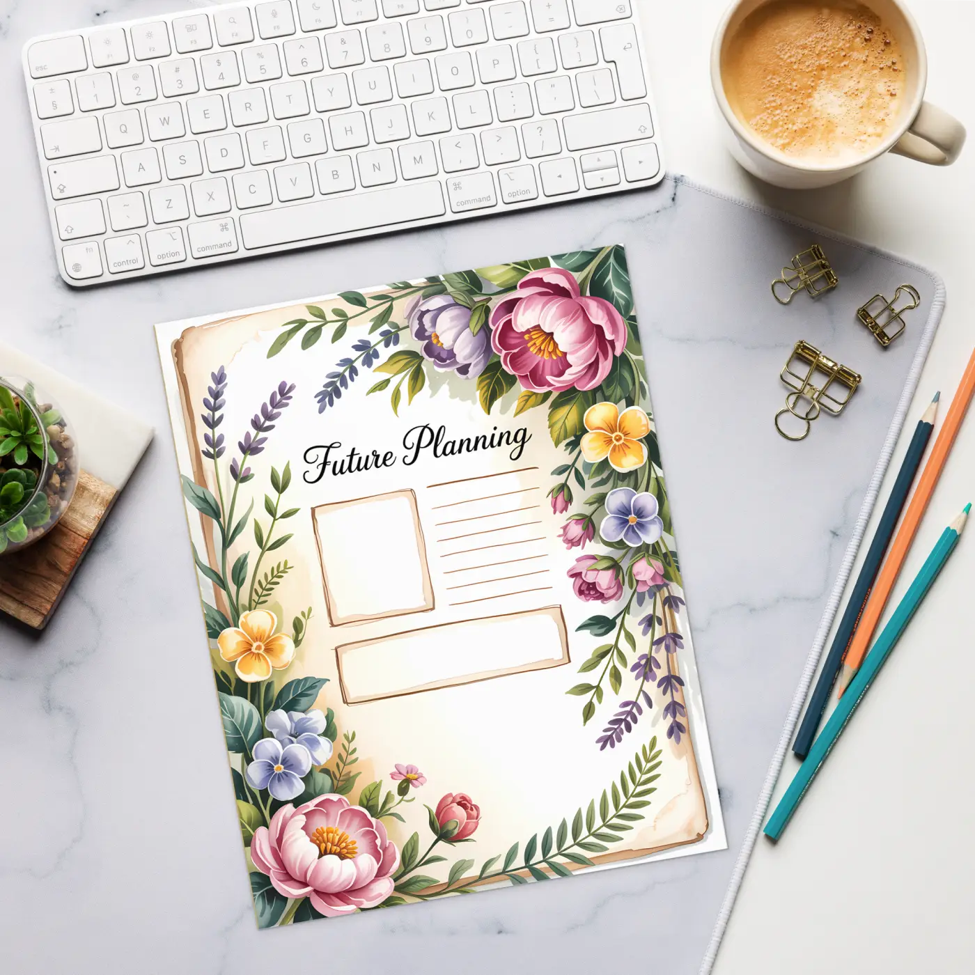 Floral Future Planning Tear-Away Notepad for Organized Days - DipaliZ