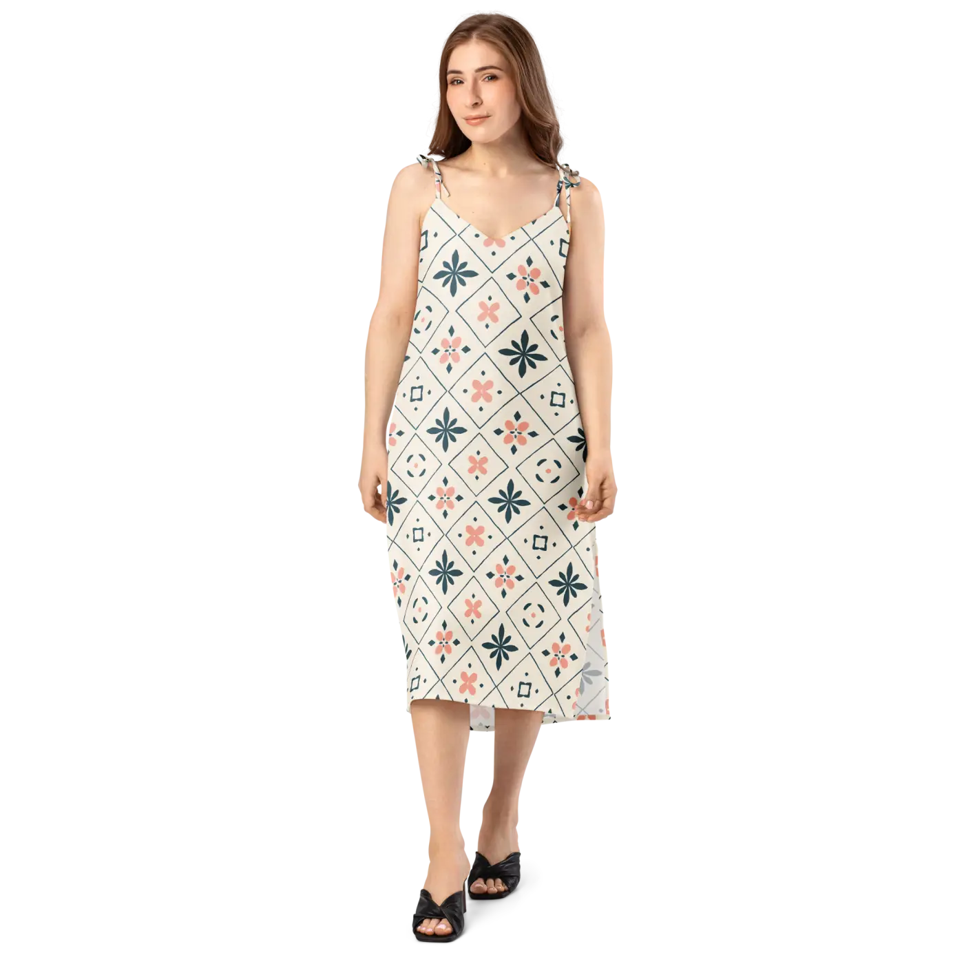 Garden Whirl Midi Dress - Built-In Bra Support - DipaliZ