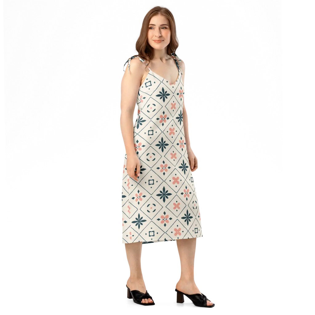 Garden Whirl Midi Dress - Built-In Bra Support - DipaliZ