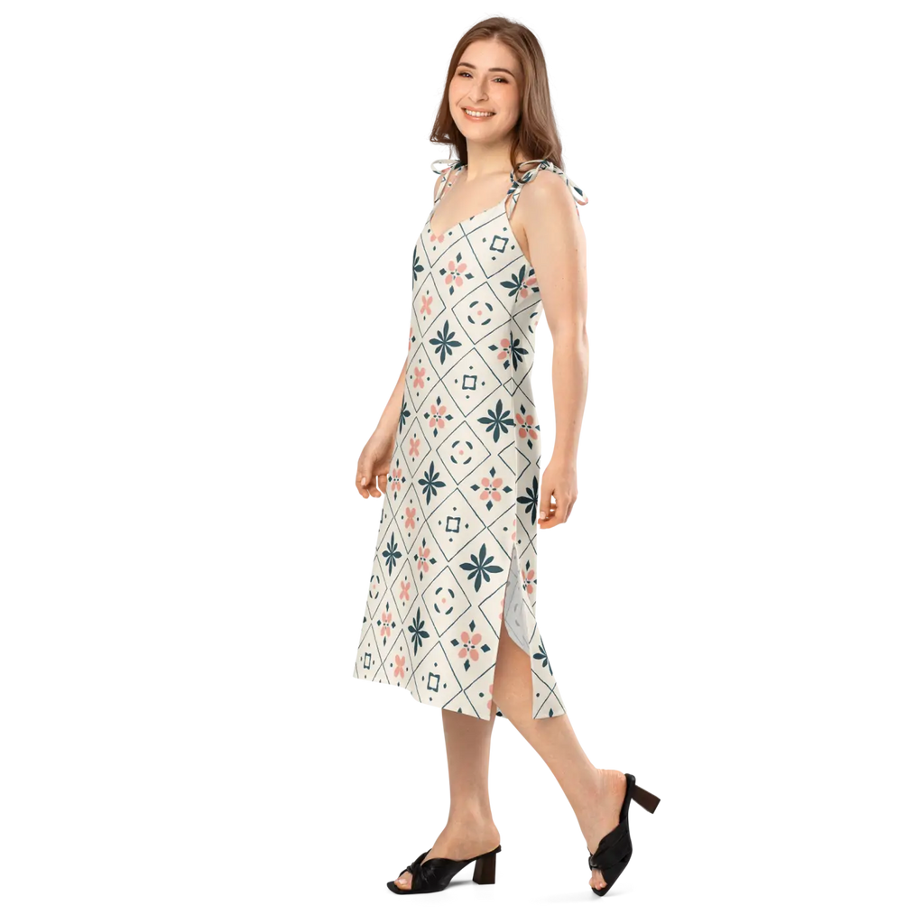 Garden Whirl Midi Dress - Built-In Bra Support - DipaliZ