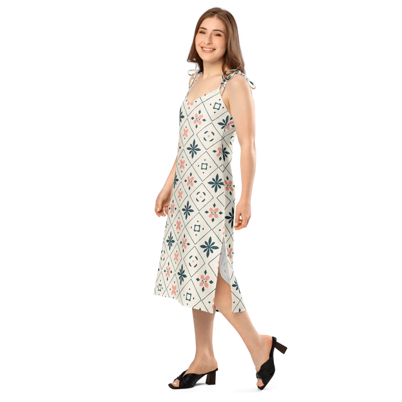 Garden Whirl Midi Dress - Built-In Bra Support - DipaliZ