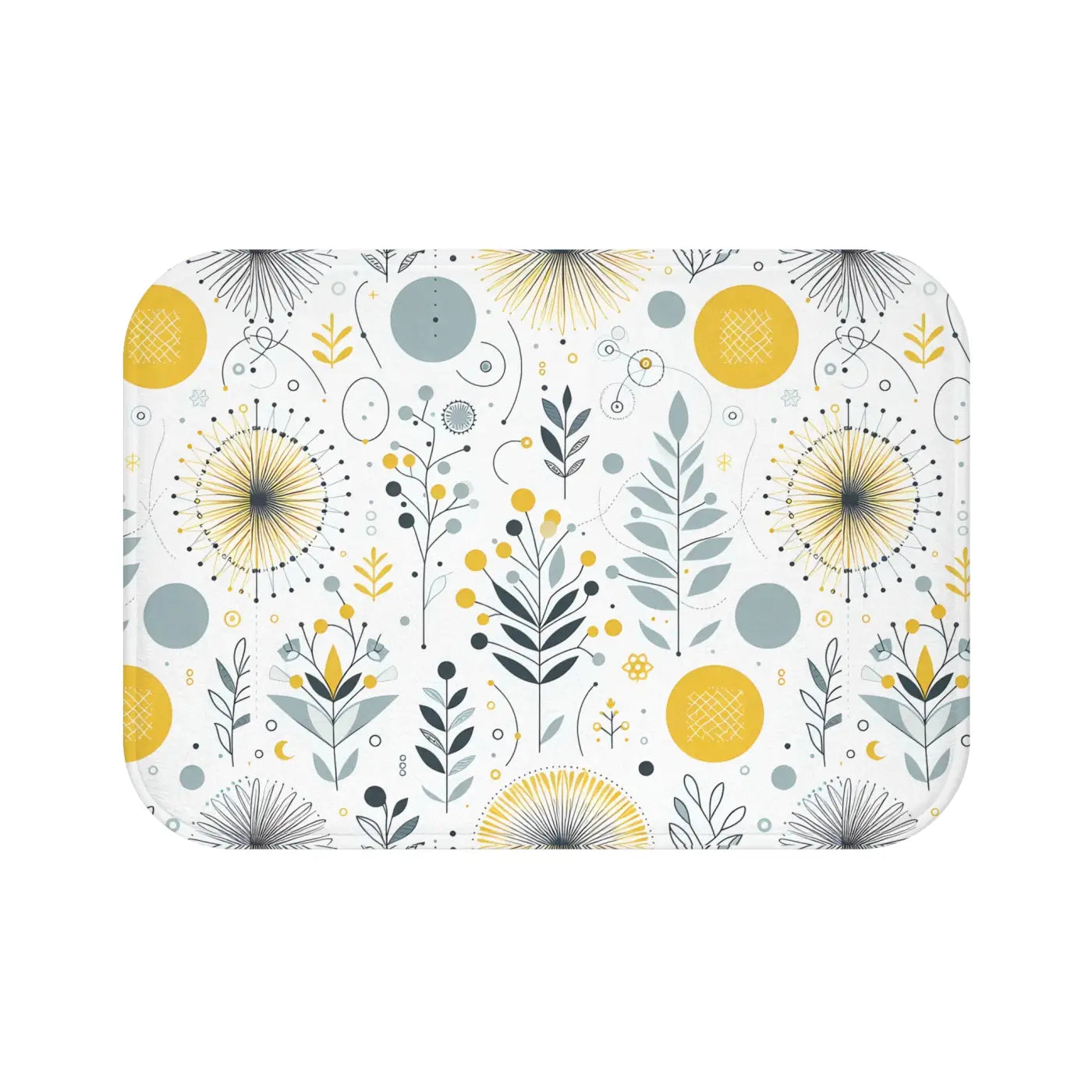 Floral Grey Pattern Bath Mat - Yellow Design - DipaliZ