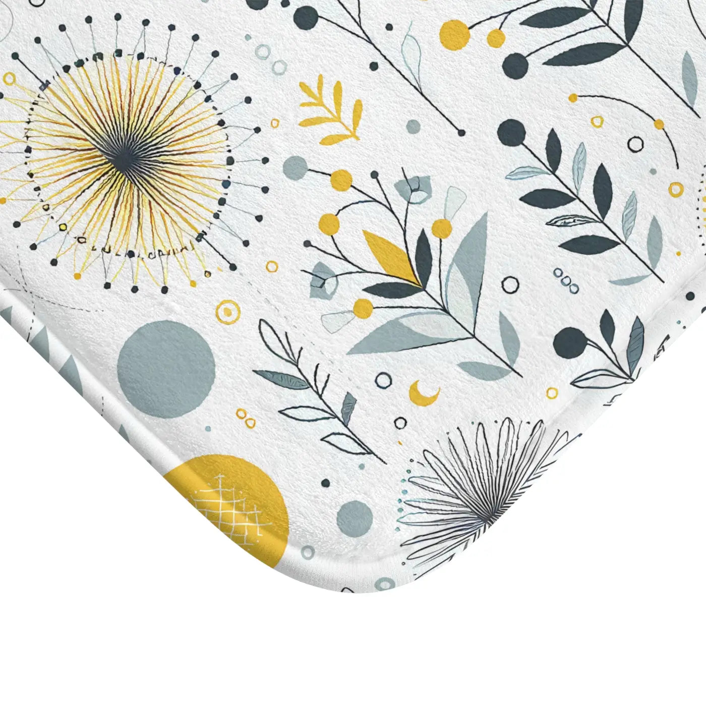 Floral Grey Pattern Bath Mat - Yellow Design - DipaliZ