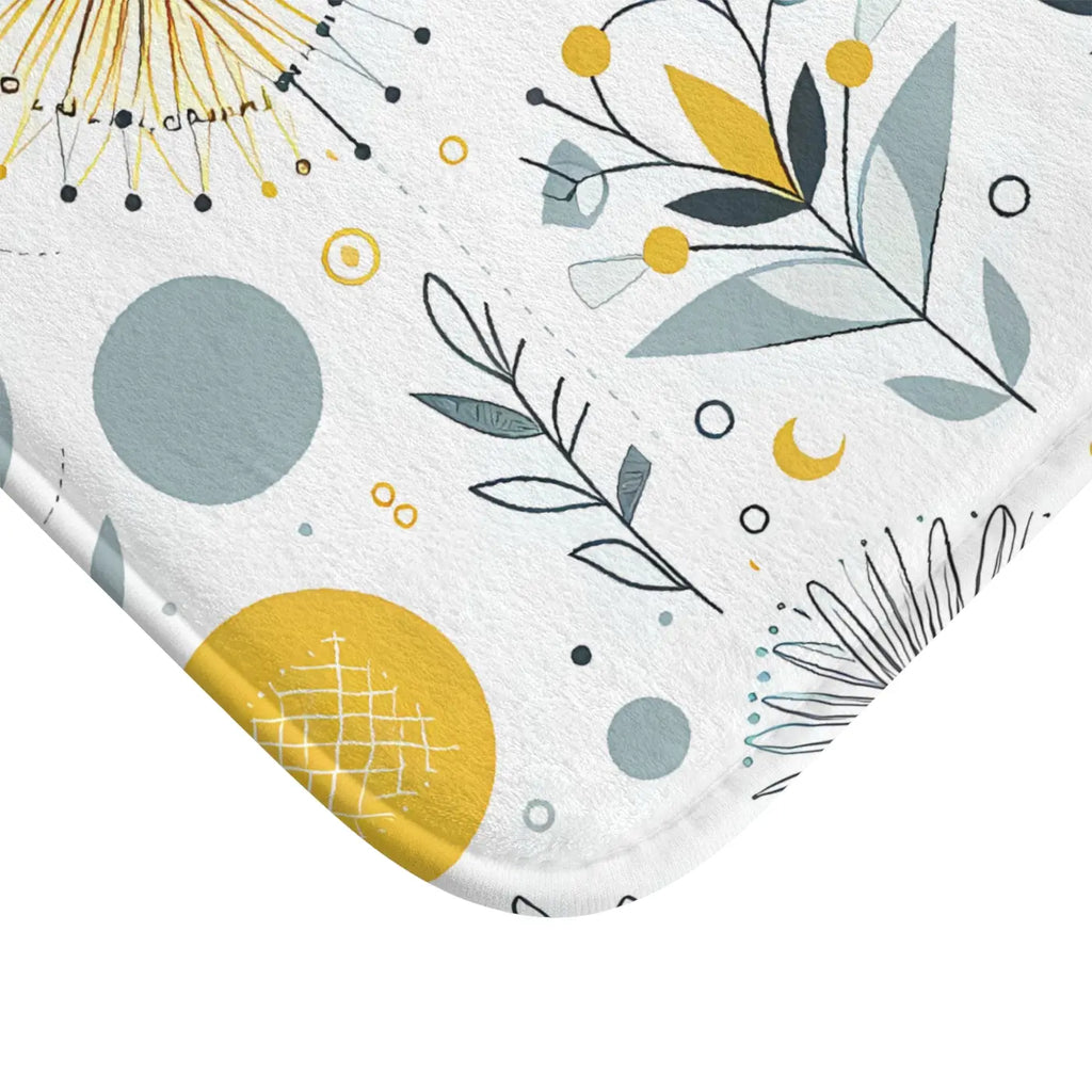 Floral Grey Pattern Bath Mat - Yellow Design - DipaliZ