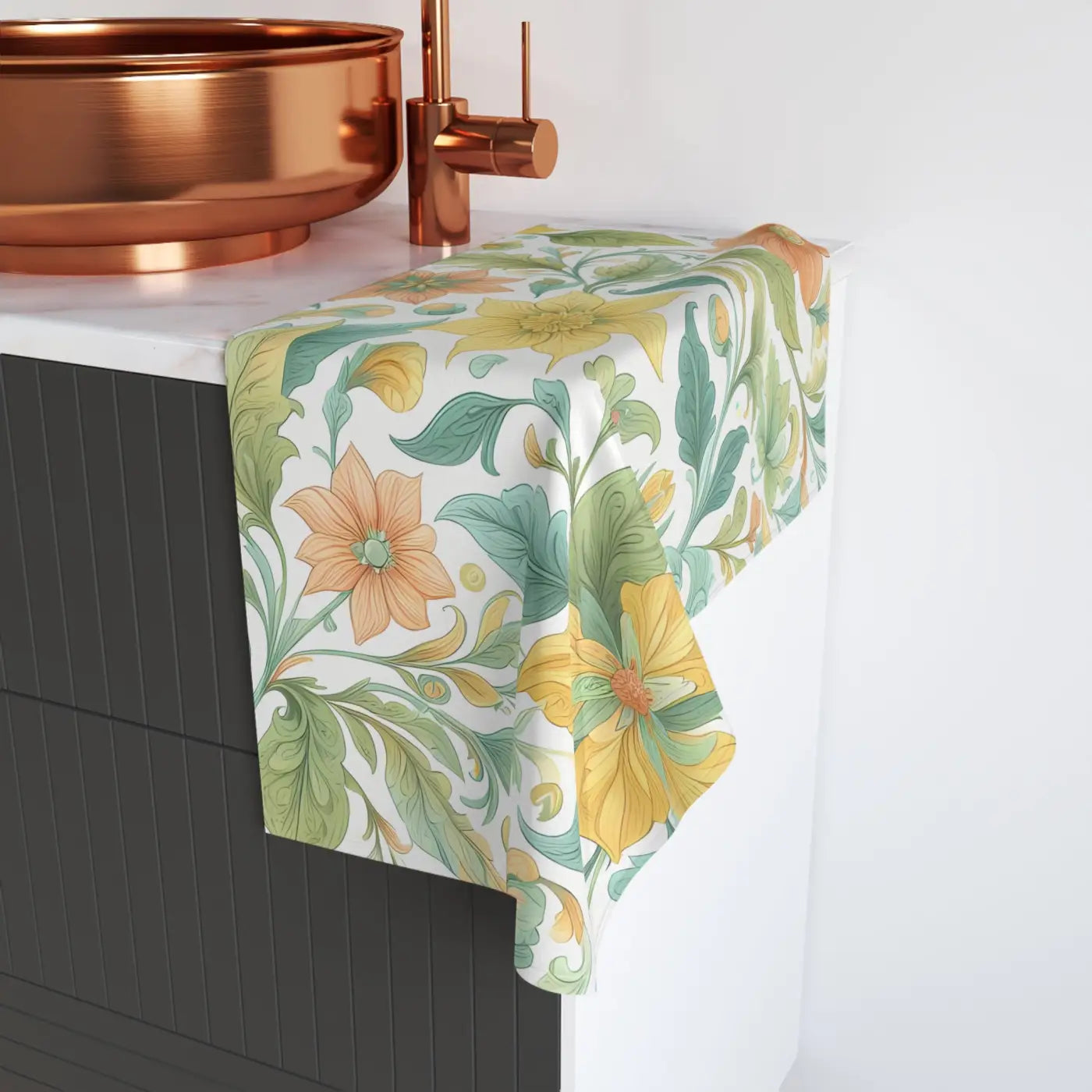 Vibrant Floral Hand Towel - Boho Kitchen Decor - DipaliZ