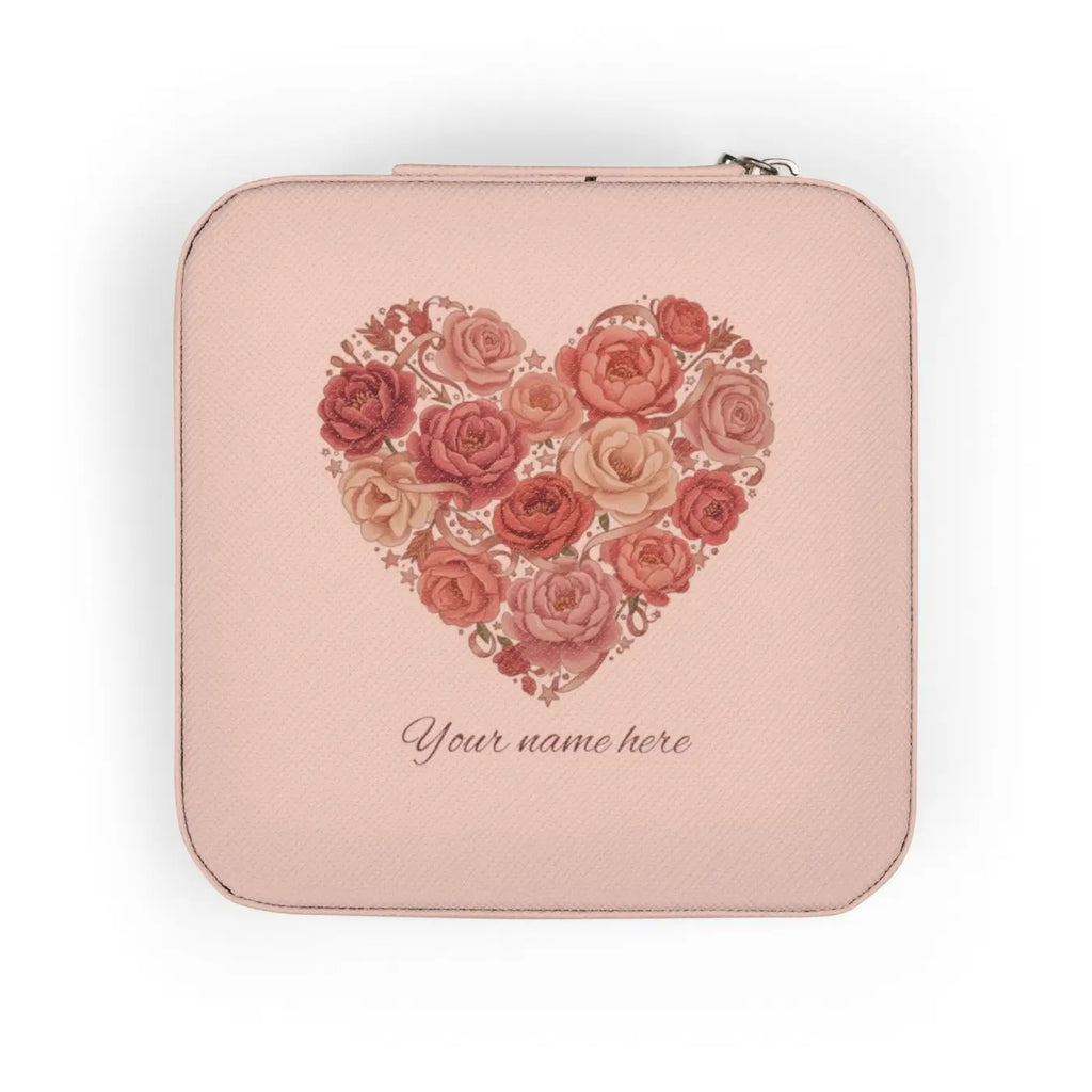 Floral Heart Jewelry Travel Case - Compact Pink Organizer - DipaliZ