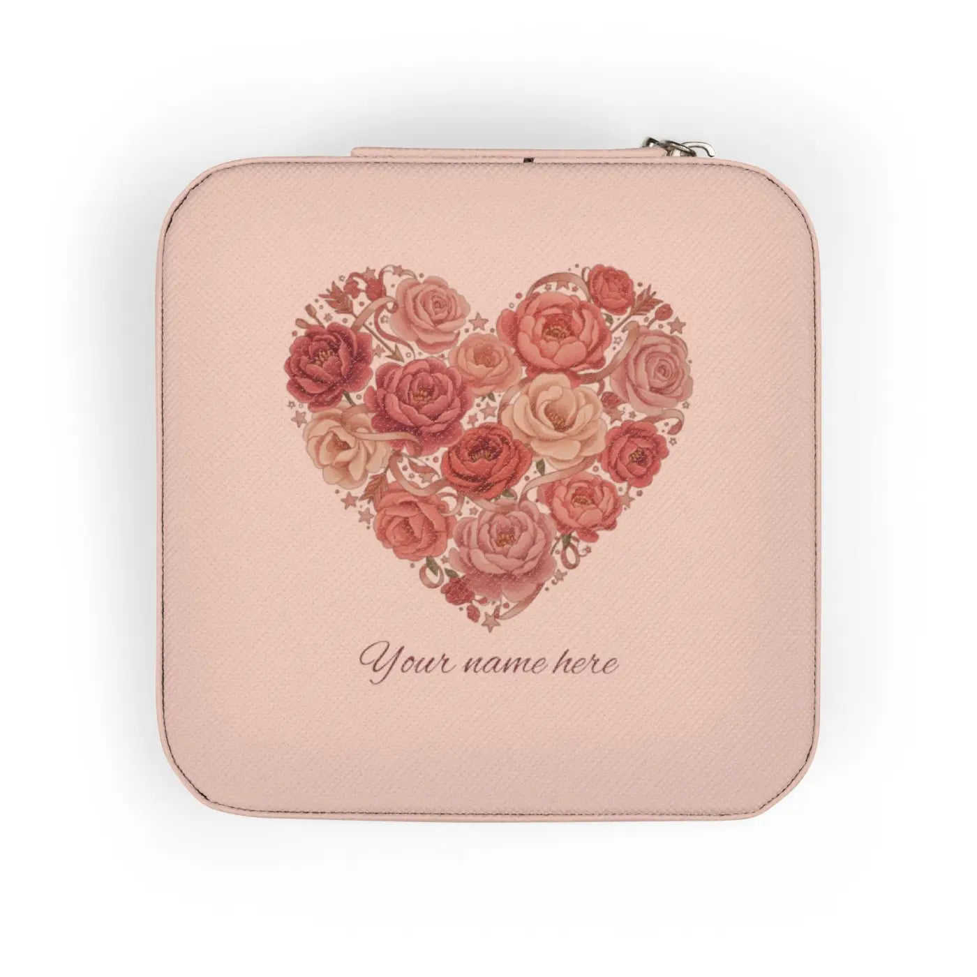 Floral Heart Jewelry Travel Case - Compact Pink Organizer - DipaliZ