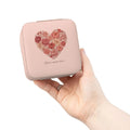 Floral Heart Jewelry Travel Case - Compact Pink Organizer - DipaliZ