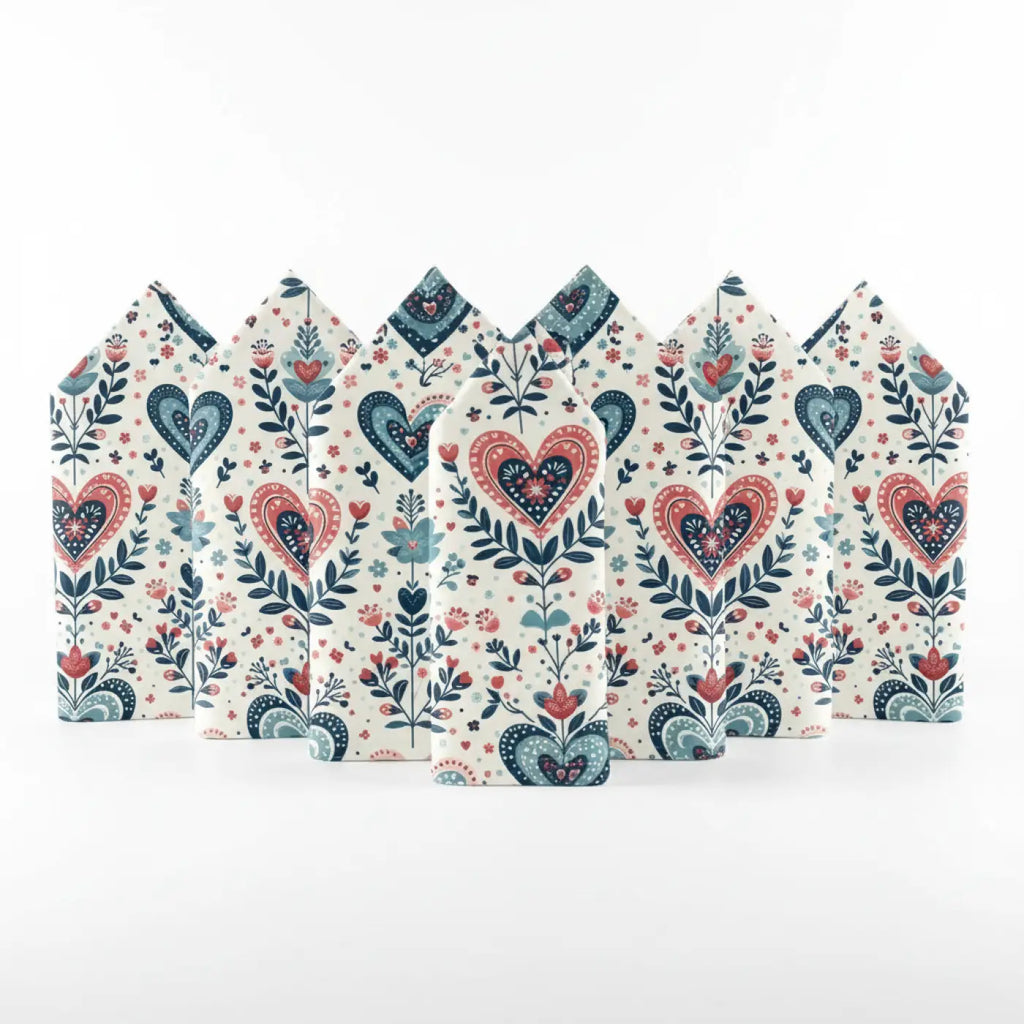 Floral Heart Napkins, Boho Table Decor, Romantic Dining, Perfect for Weddings, Birthdays, Baby Showers, or Picnics