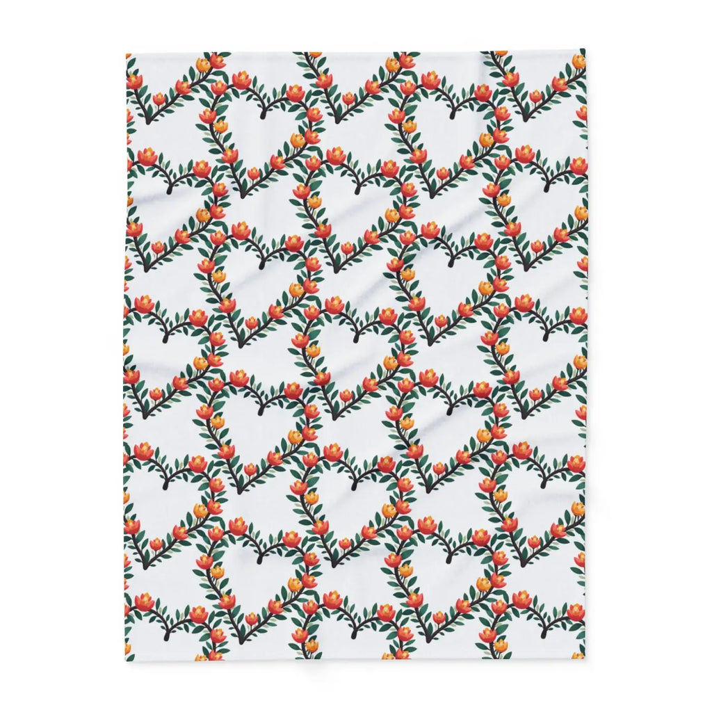Cozy Arctic Fleece Blanket - Vibrant Floral Heart Design - DipaliZ