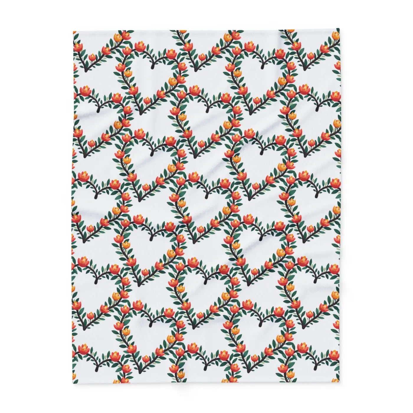 Cozy Arctic Fleece Blanket - Vibrant Floral Heart Design - DipaliZ