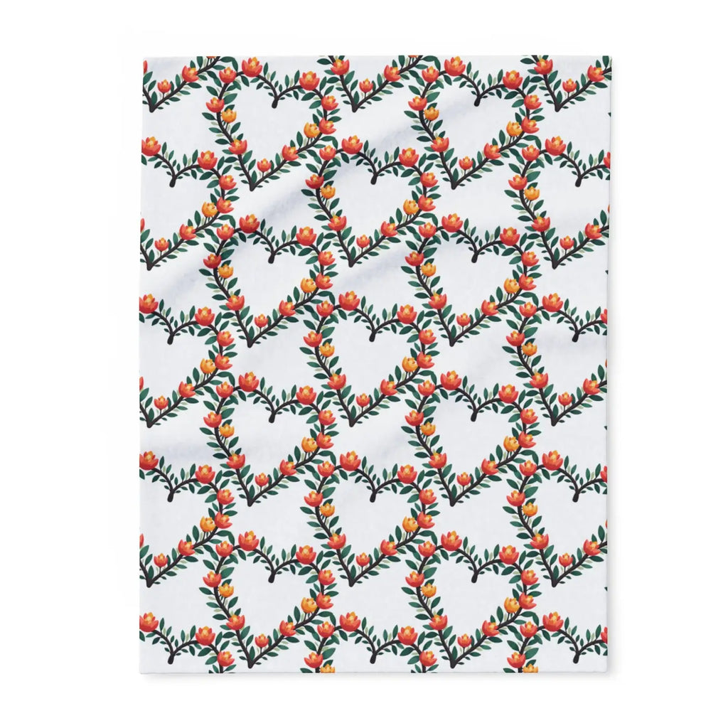 Cozy Arctic Fleece Blanket - Vibrant Floral Heart Design - DipaliZ