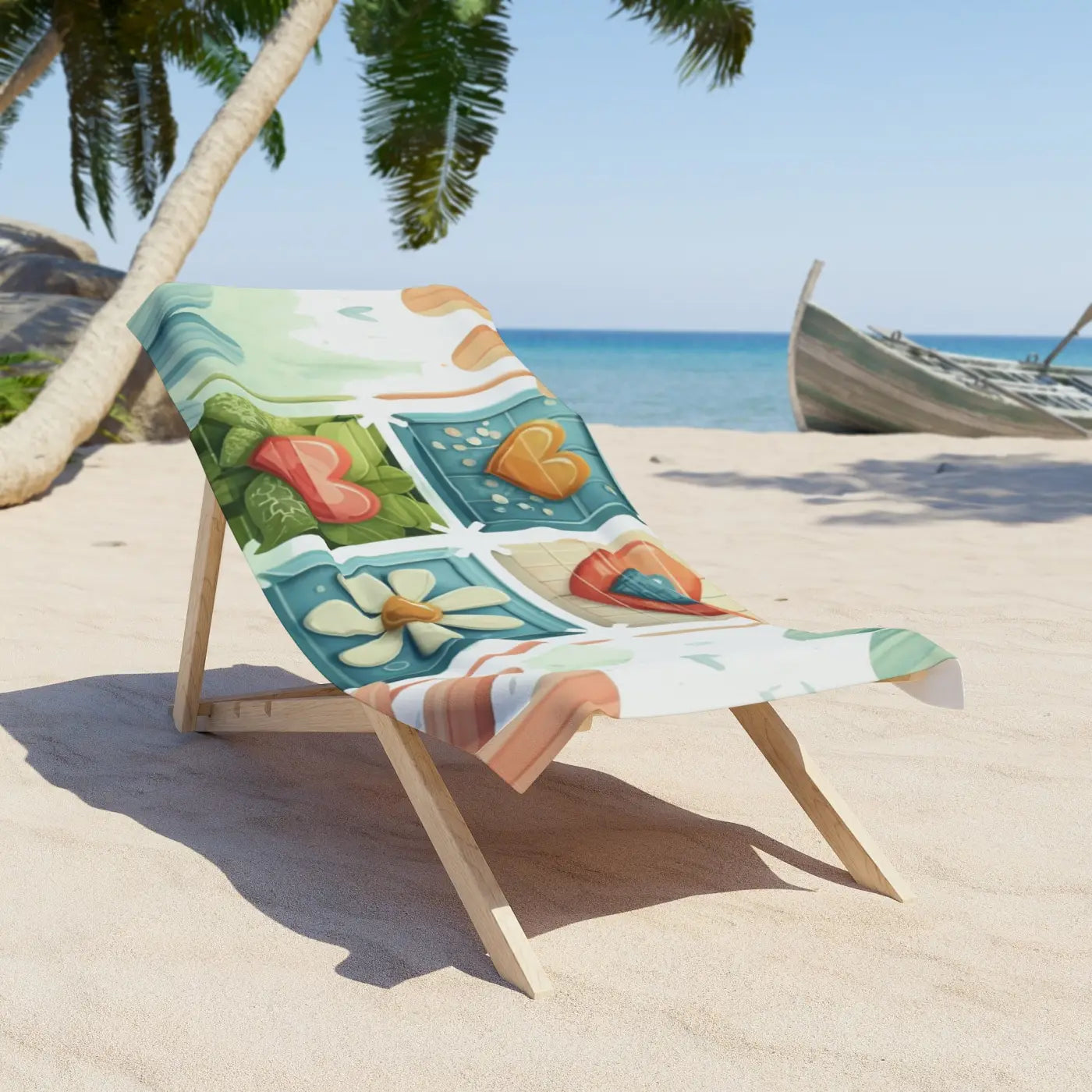 Hearts Beach Towel - Plush Cotton Blend Beach Cloth - DipaliZ