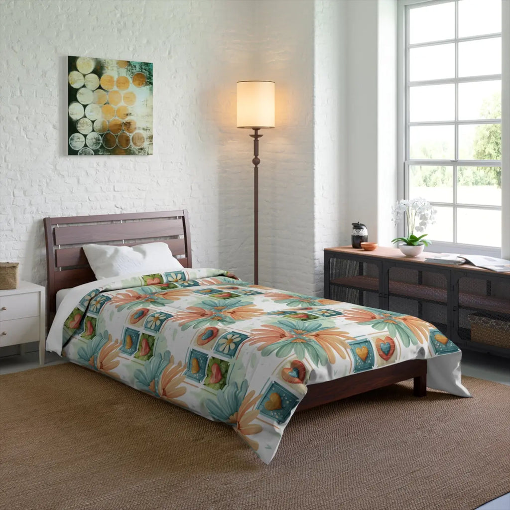 Floral Hearts Comforter - Cozy One-Sided Print - DipaliZ