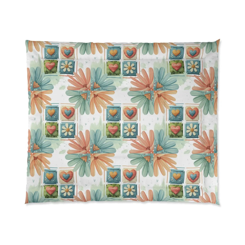 Floral Hearts Comforter - Cozy One-Sided Print - DipaliZ
