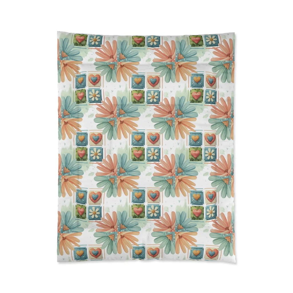 Floral Hearts Comforter - Cozy One-Sided Print - DipaliZ