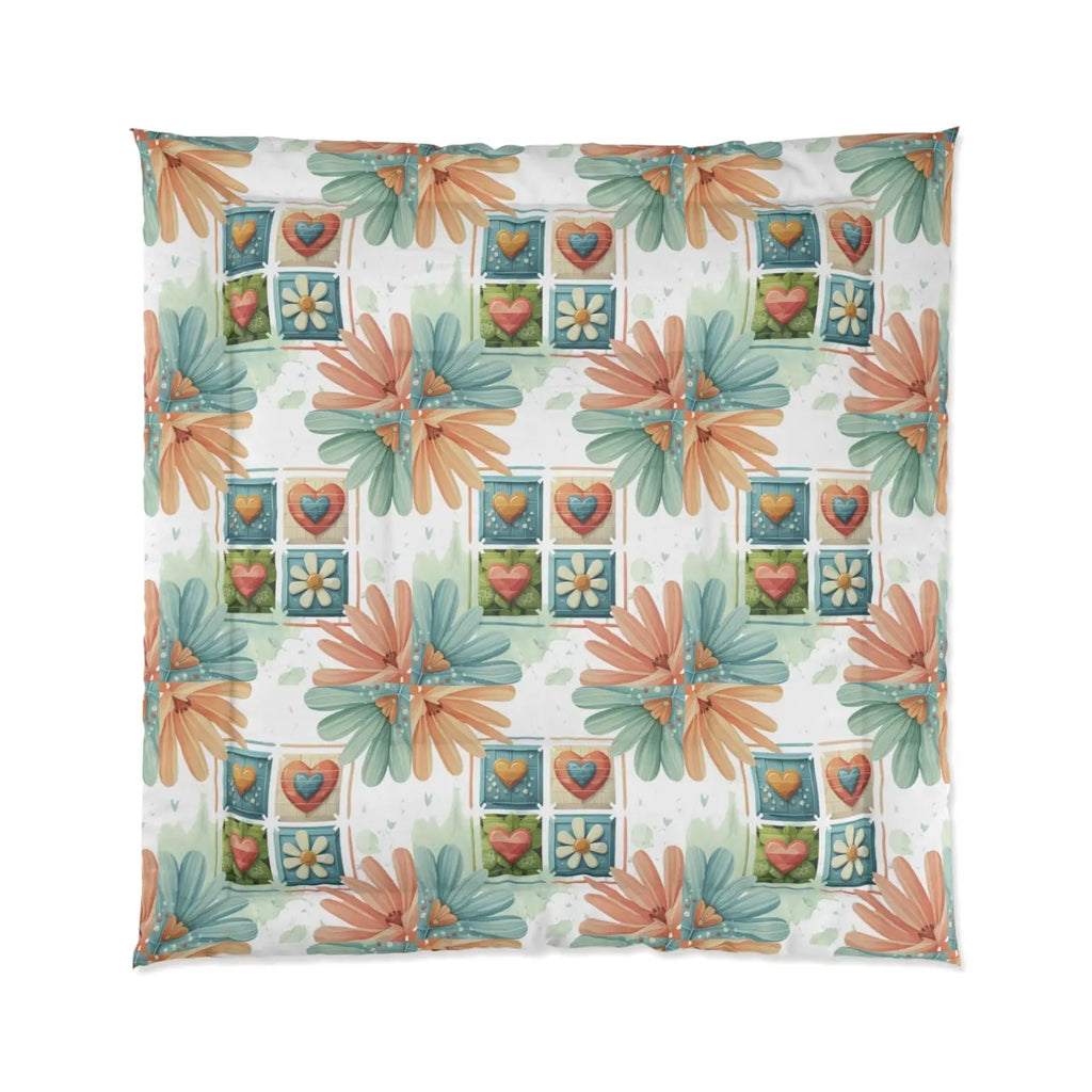 Floral Hearts Comforter - Cozy One-Sided Print - DipaliZ