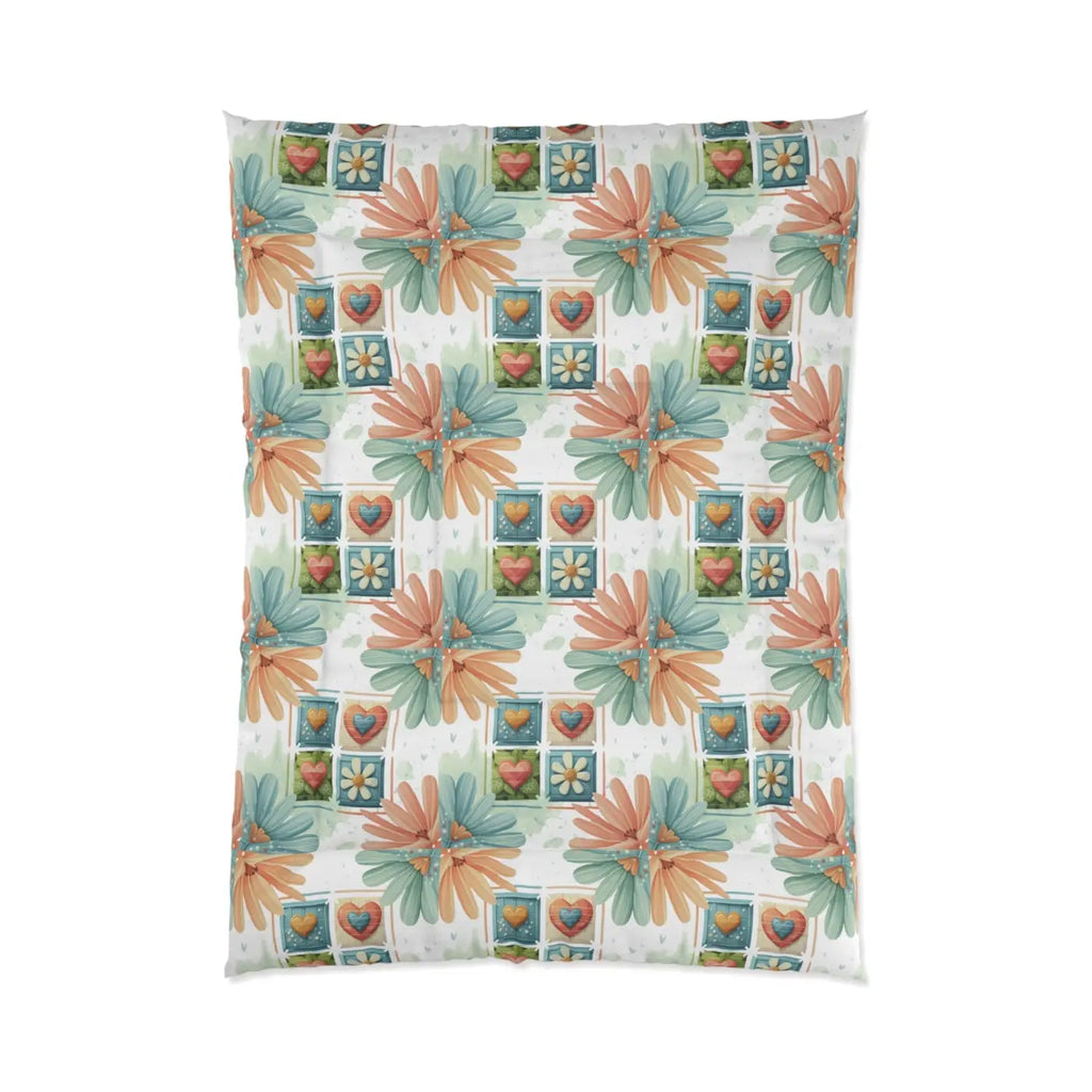 Floral Hearts Comforter - Cozy One-Sided Print - DipaliZ