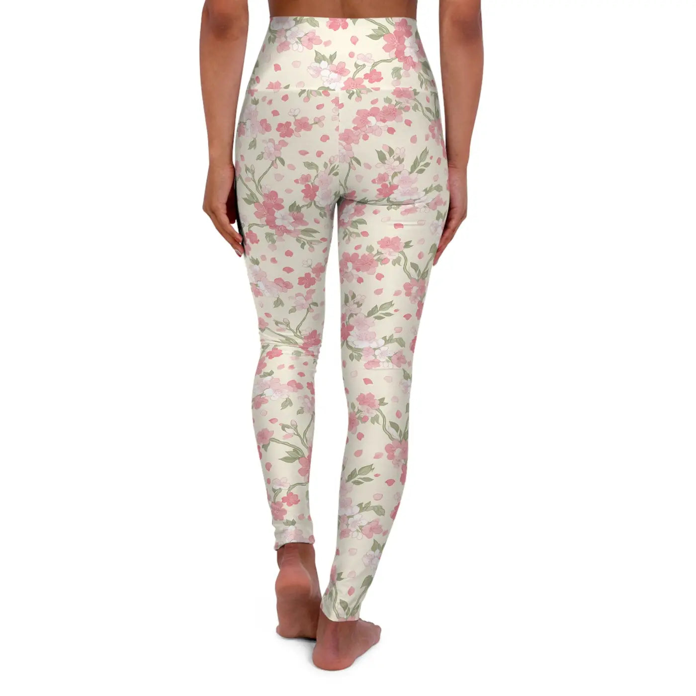 Pink Watercolor Blossom Yoga Leggings - Floral Activewear - DipaliZ