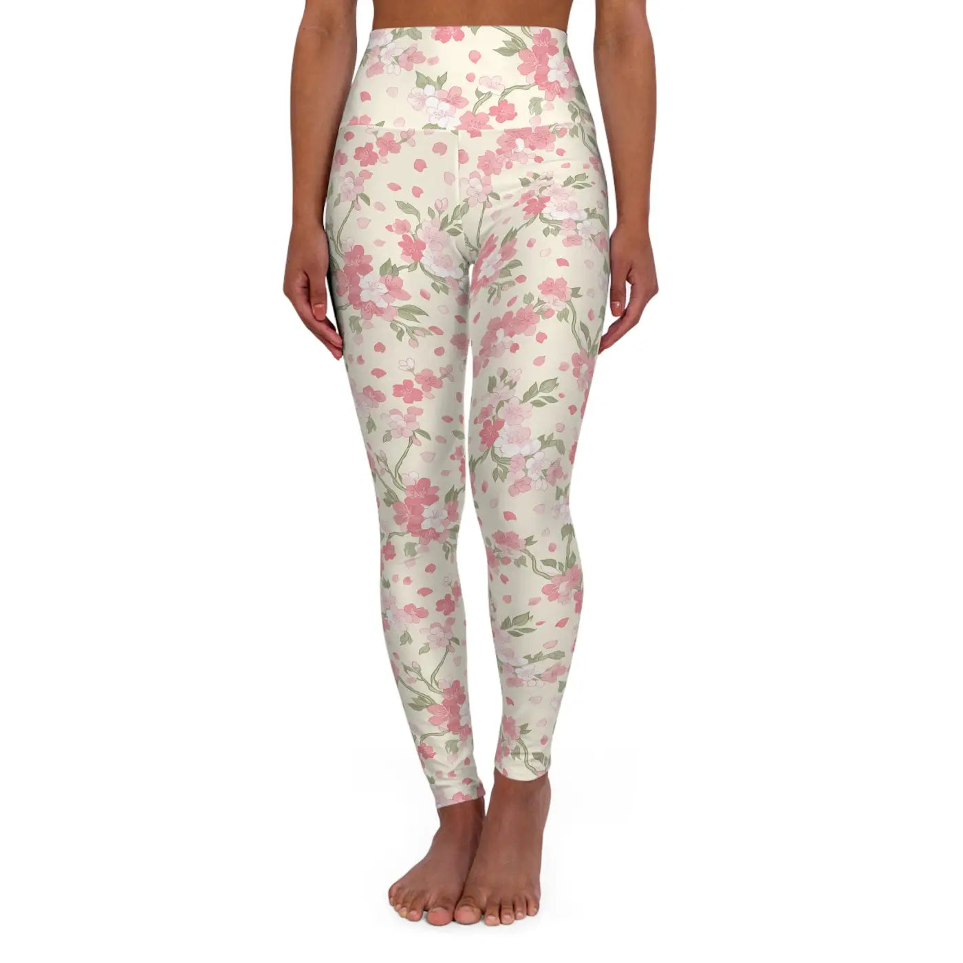 Pink Watercolor Blossom Yoga Leggings - Floral Activewear - DipaliZ