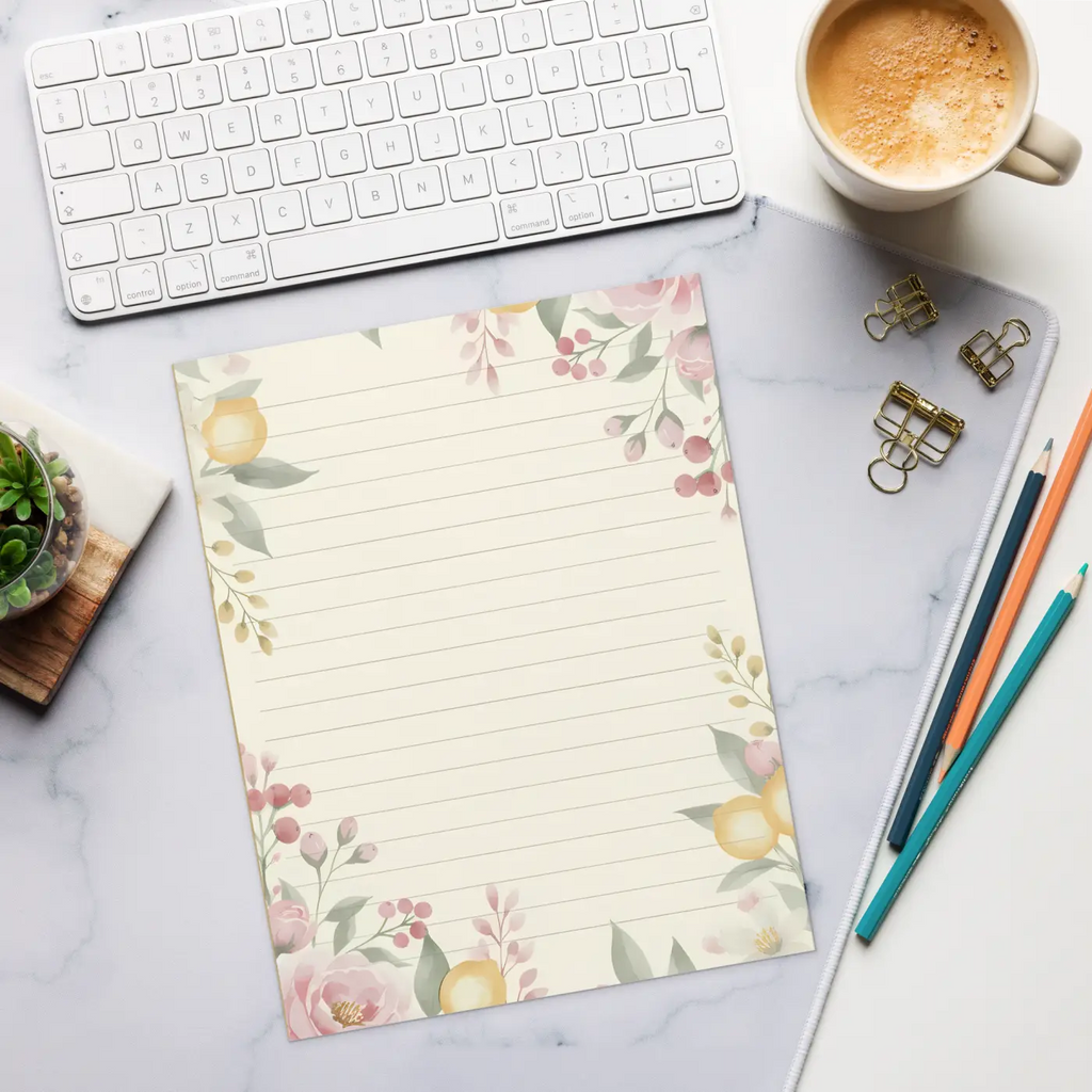 Lemon Pattern Ruled Notepad - Citrus Sunshine Design - DipaliZ