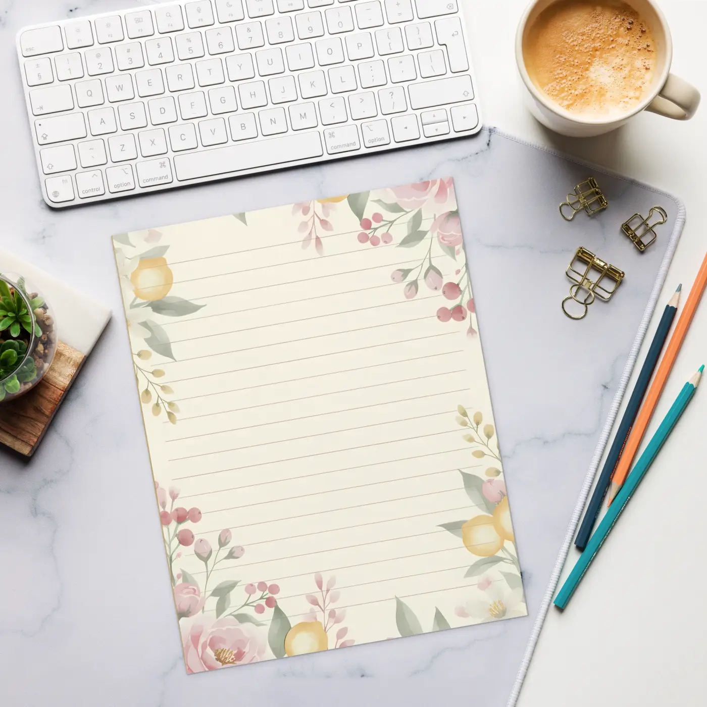 Lemon Pattern Ruled Notepad - Citrus Sunshine Design - DipaliZ