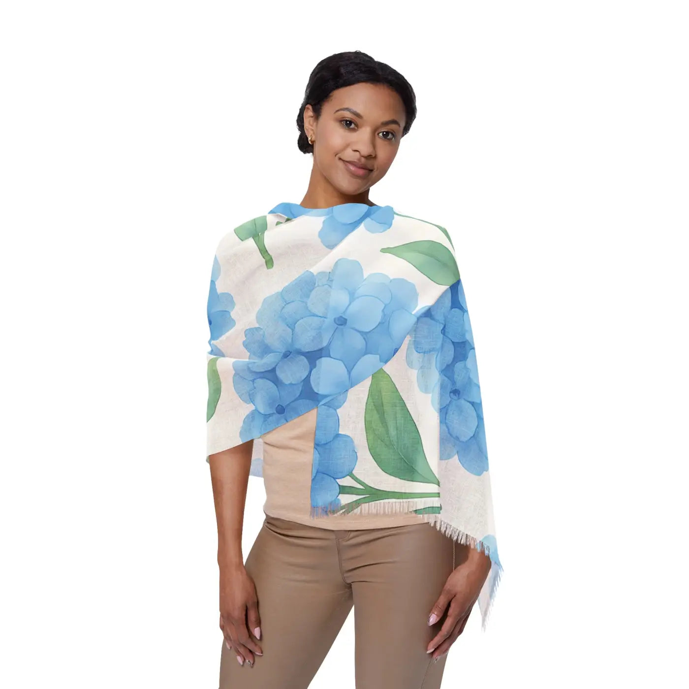 Blue Flower Wrap - Boho Chic Shawl for Spring - DipaliZ