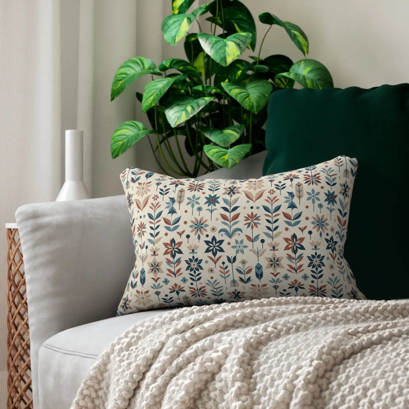 Vibrant Floral Lumbar Pillow - Cozy Home Decor - DipaliZ