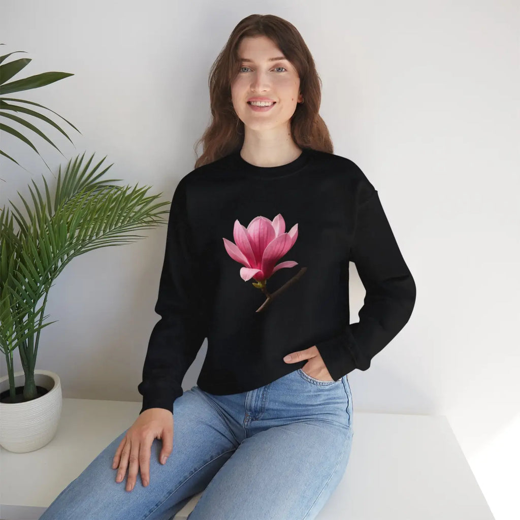 Cozy Floral Magnolia Crewneck Sweatshirt - Spring Vibes - DipaliZ