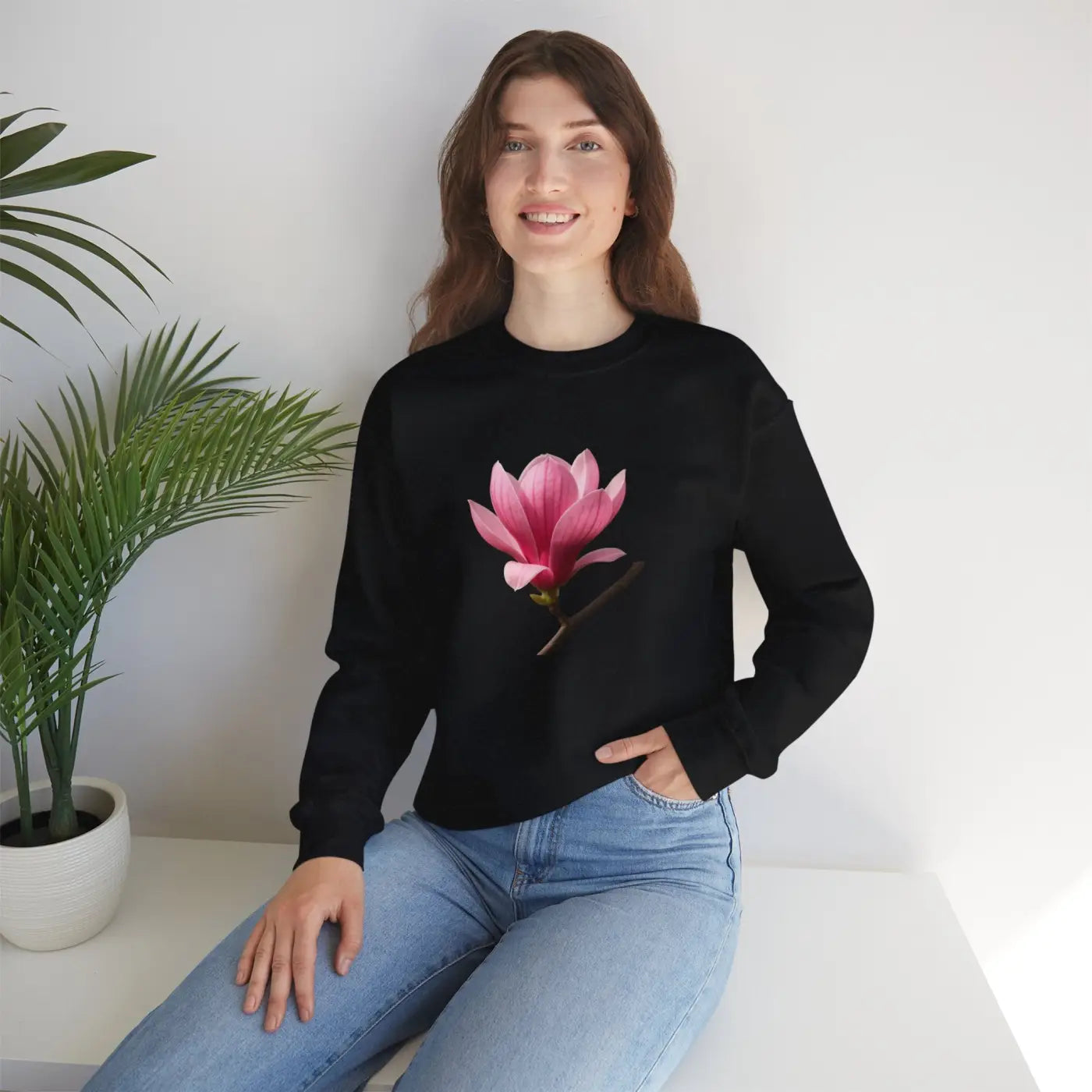 Cozy Floral Magnolia Crewneck Sweatshirt - Spring Vibes - DipaliZ