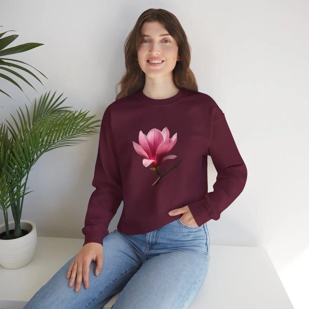 Cozy Floral Magnolia Crewneck Sweatshirt - Spring Vibes - DipaliZ