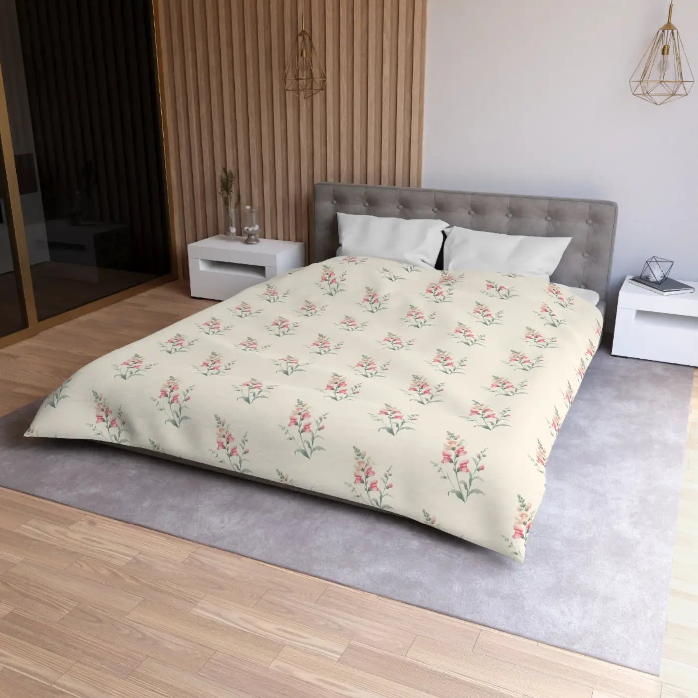 Floral Microfiber Duvet Cover - Cozy Bedroom Chic - DipaliZ