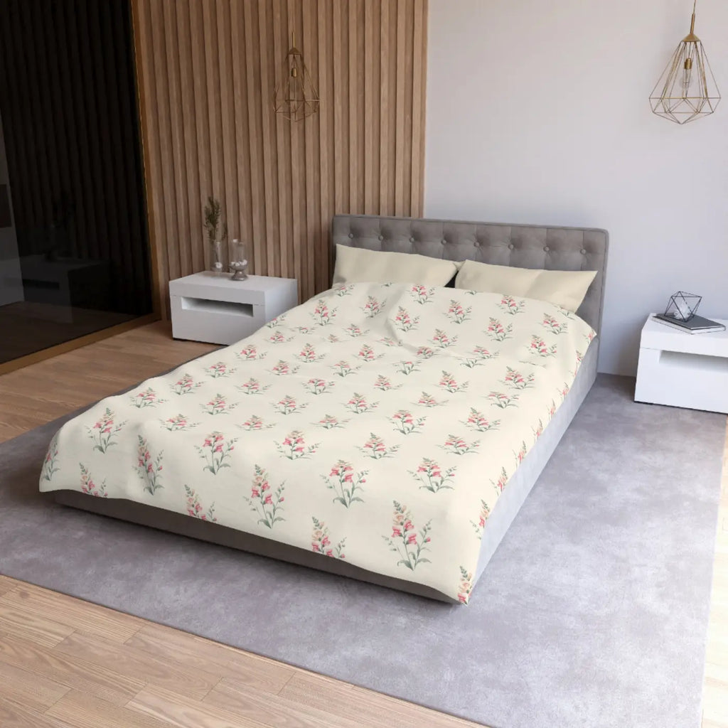Floral Microfiber Duvet Cover - Cozy Bedroom Chic - DipaliZ