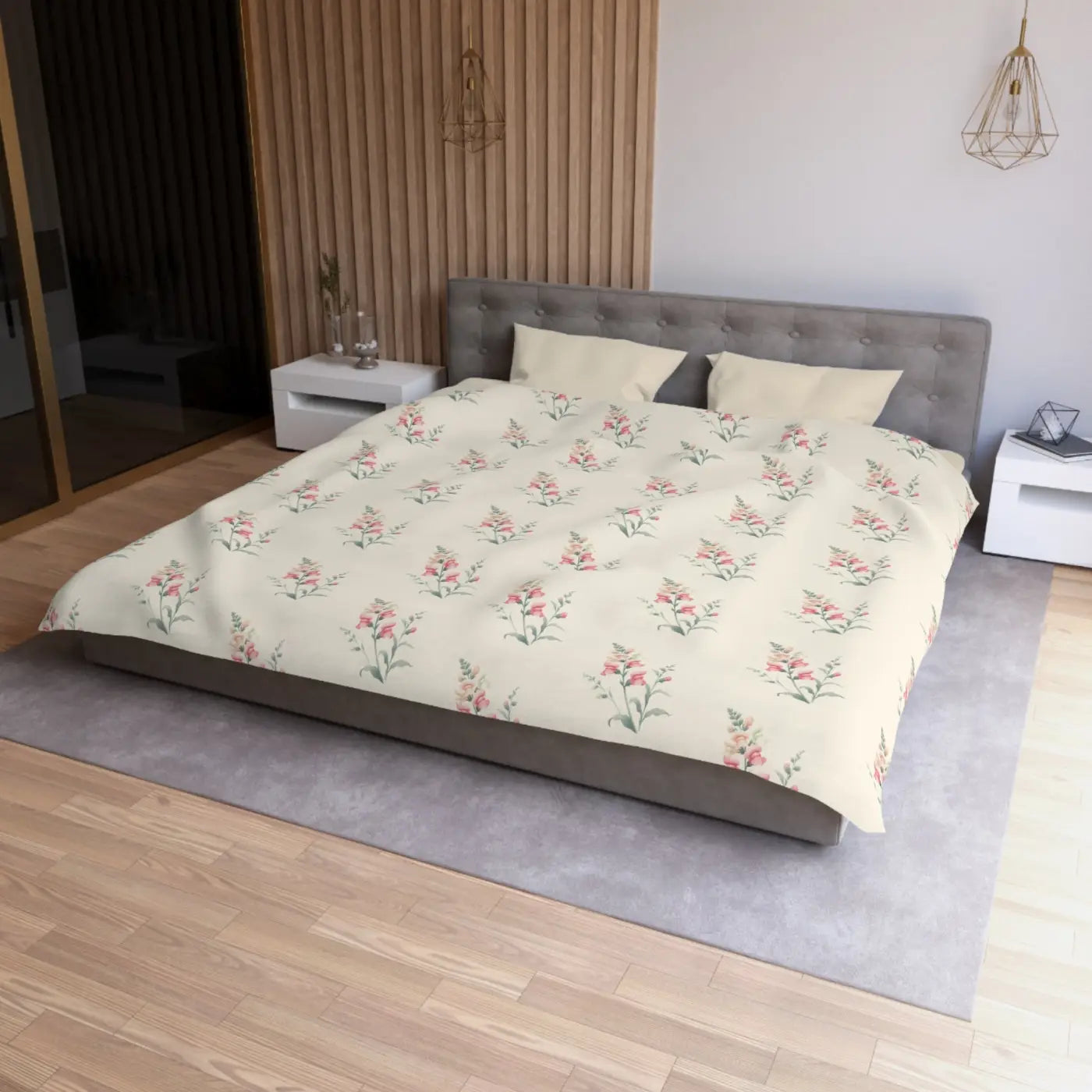 Floral Microfiber Duvet Cover - Cozy Bedroom Chic - DipaliZ