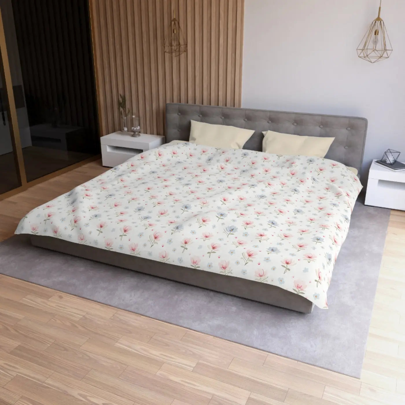 Floral Microfiber Duvet Cover - Cozy Spring Bedding - DipaliZ