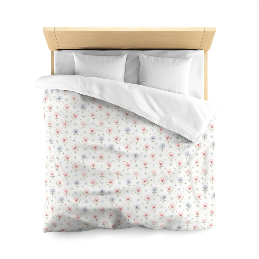 Floral Microfiber Duvet Cover - Cozy Spring Bedding - DipaliZ
