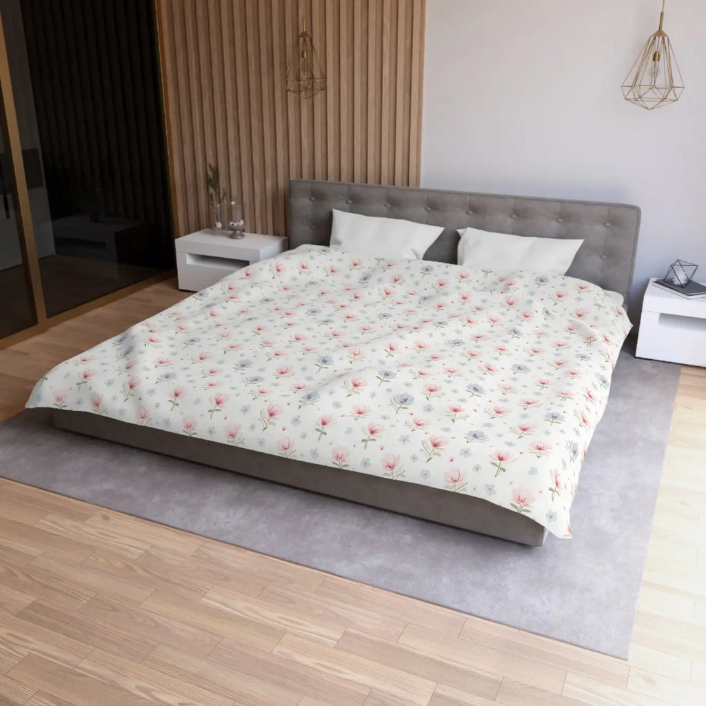 Floral Microfiber Duvet Cover - Cozy Spring Bedding - DipaliZ