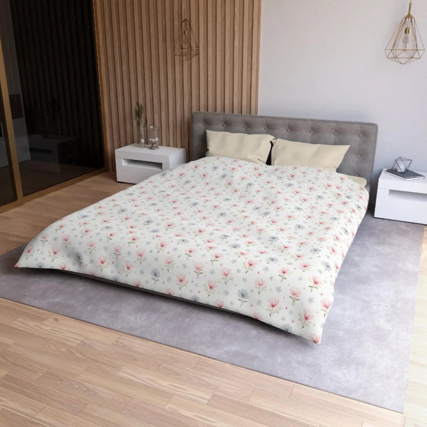 Floral Microfiber Duvet Cover - Cozy Spring Bedding - DipaliZ
