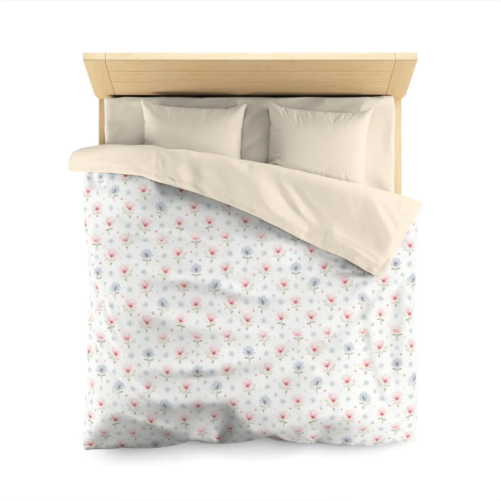 Floral Microfiber Duvet Cover - Cozy Spring Bedding - DipaliZ