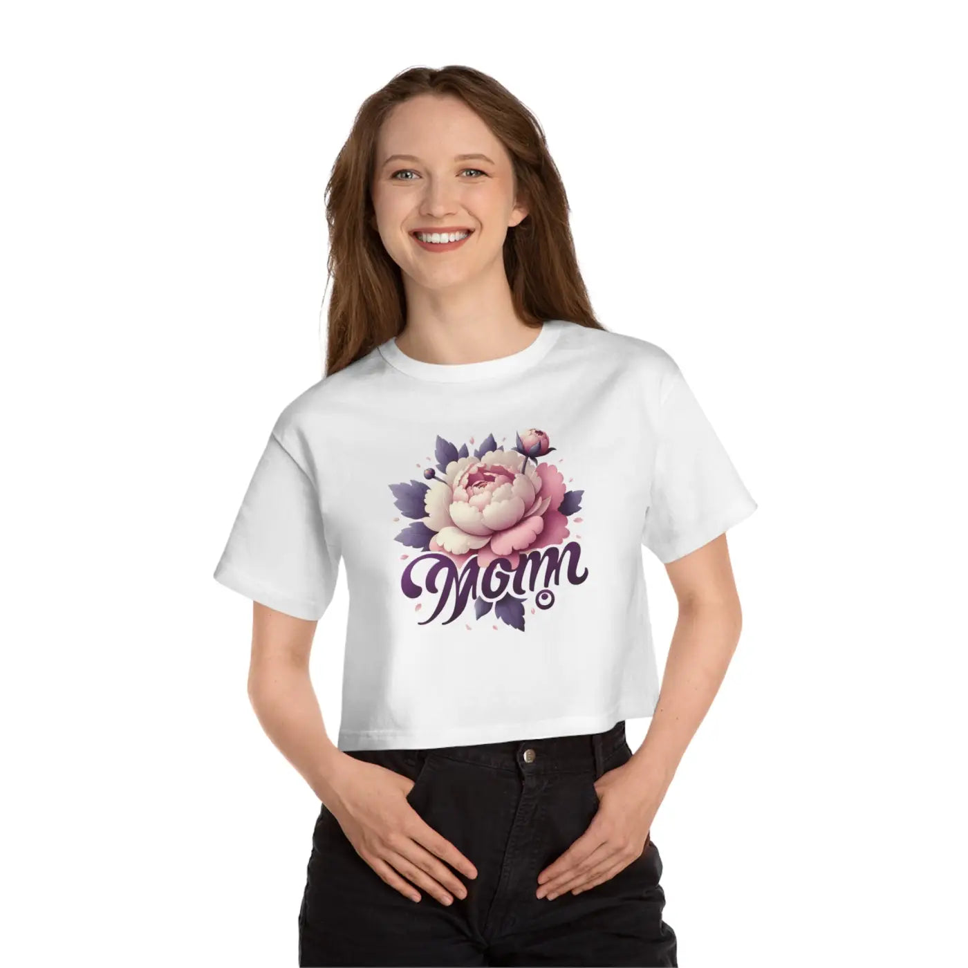 Vibrant Floral Mom Cropped Tee - Everyday Comfort - DipaliZ
