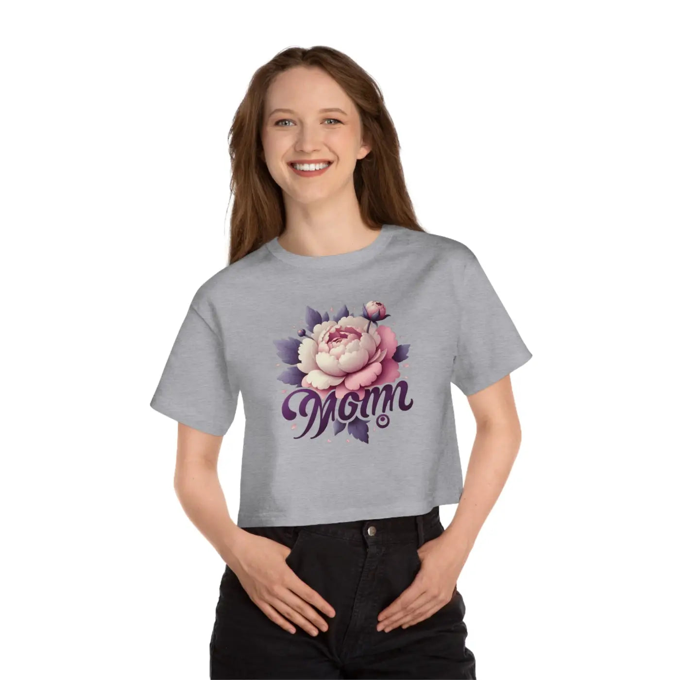 Vibrant Floral Mom Cropped Tee - Everyday Comfort - DipaliZ