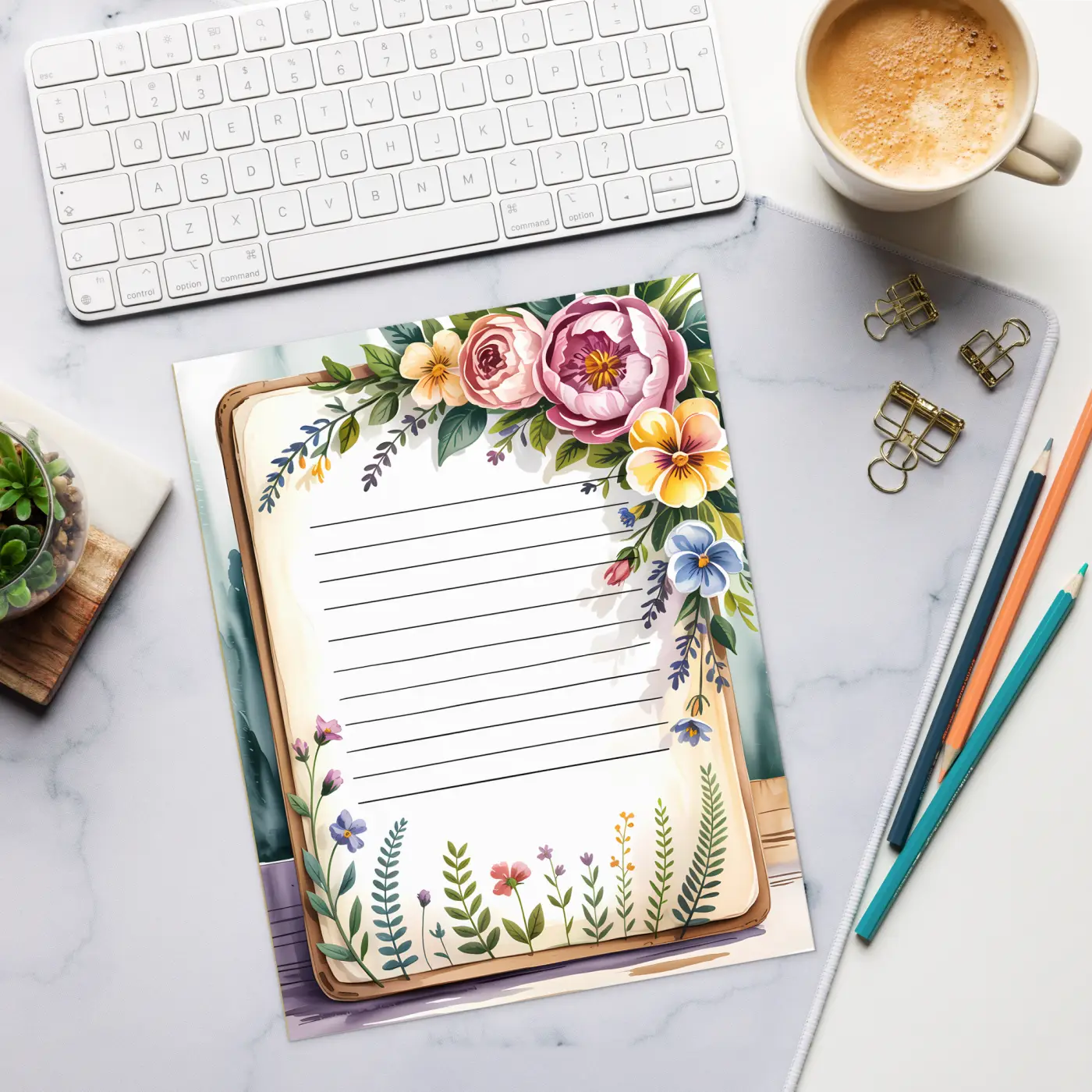 Floral Notepad Desk Essential - Inspired Planning - DipaliZ