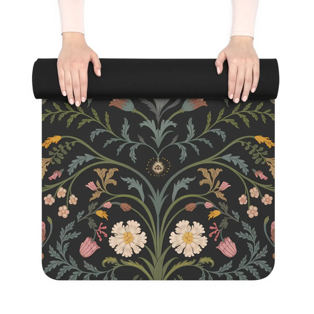Floral Rubber Yoga Mat - Vibrant Ornate Pattern - DipaliZ