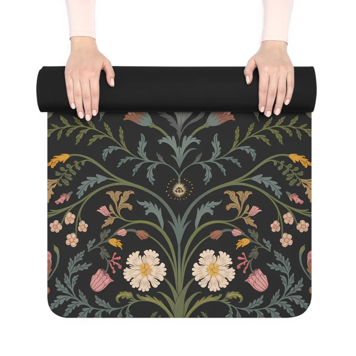 Floral Rubber Yoga Mat - Vibrant Ornate Pattern - DipaliZ