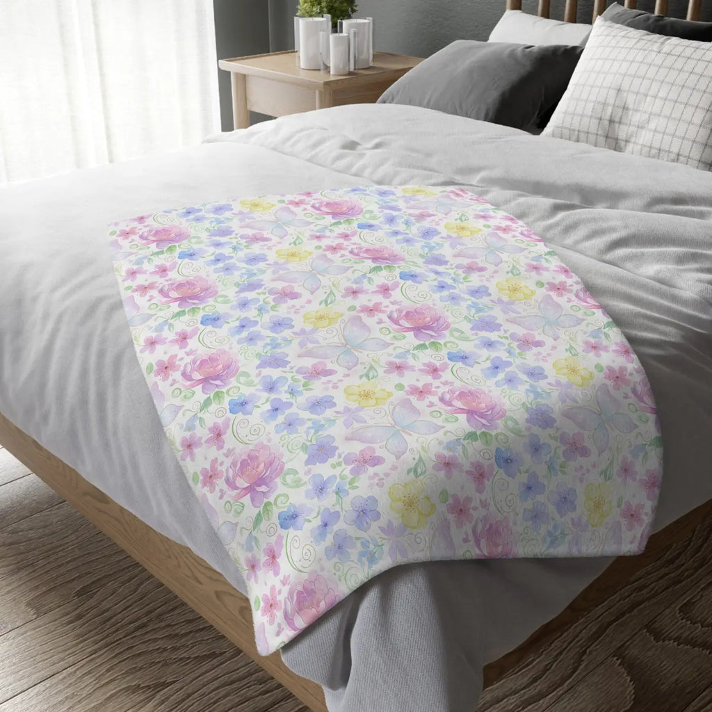 Soft Floral Velveteen Blanket - Print Microfiber - DipaliZ