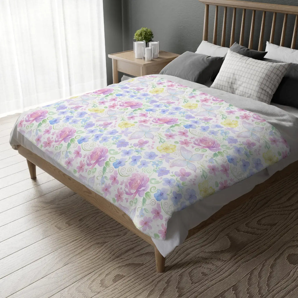 Soft Floral Velveteen Blanket - Print Microfiber - DipaliZ