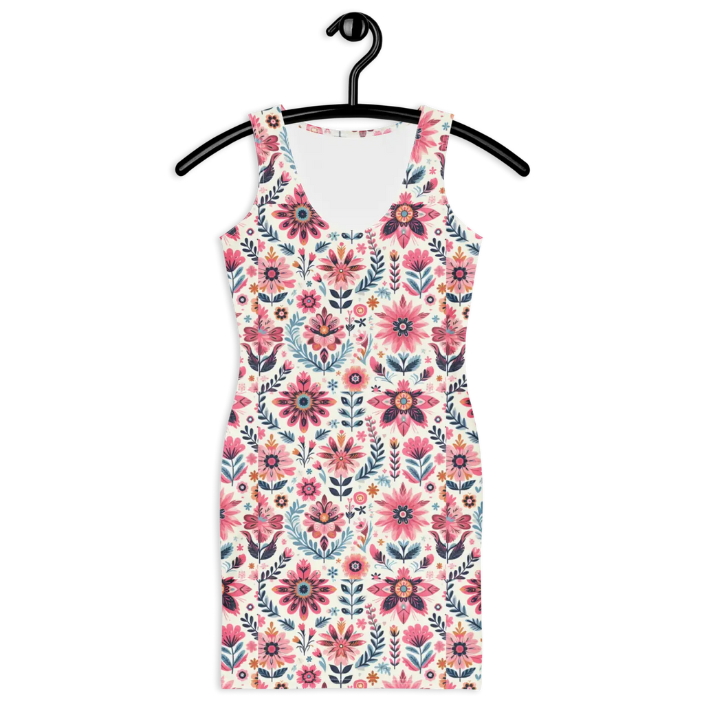 Floral Pattern Bodycon Dress - Curve Hugging Style - DipaliZ